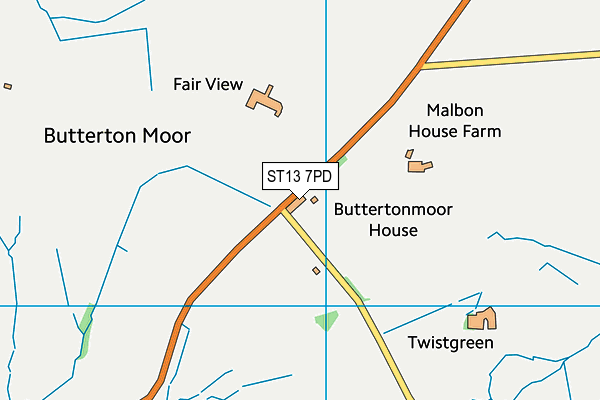 ST13 7PD map - OS VectorMap District (Ordnance Survey)