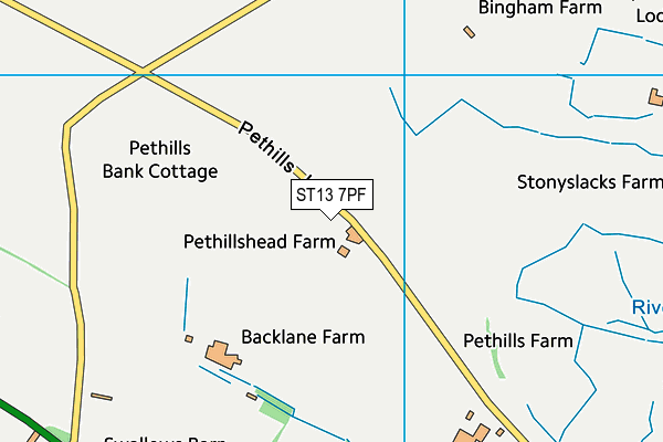 ST13 7PF map - OS VectorMap District (Ordnance Survey)