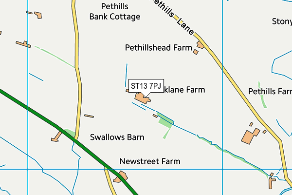 ST13 7PJ map - OS VectorMap District (Ordnance Survey)