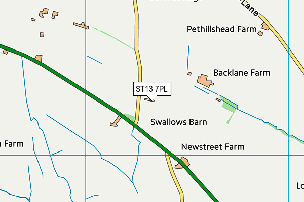 ST13 7PL map - OS VectorMap District (Ordnance Survey)