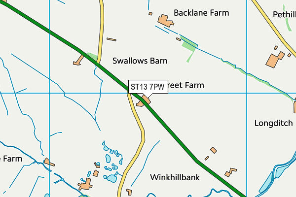 ST13 7PW map - OS VectorMap District (Ordnance Survey)