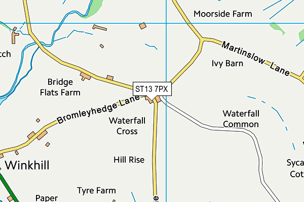 ST13 7PX map - OS VectorMap District (Ordnance Survey)