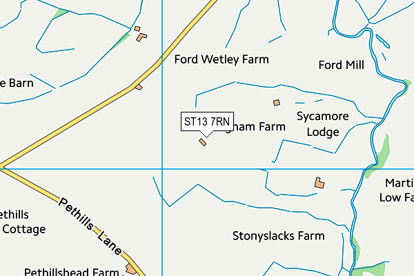 ST13 7RN map - OS VectorMap District (Ordnance Survey)