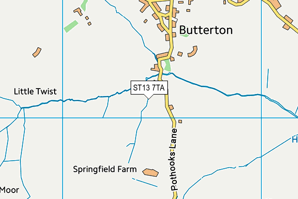 ST13 7TA map - OS VectorMap District (Ordnance Survey)