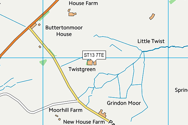 ST13 7TE map - OS VectorMap District (Ordnance Survey)