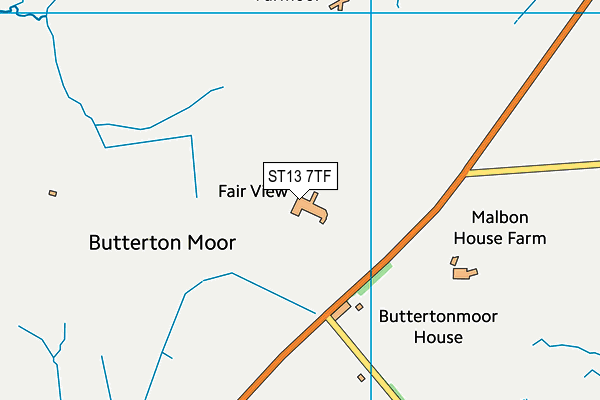 ST13 7TF map - OS VectorMap District (Ordnance Survey)
