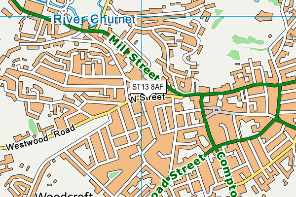 ST13 8AF map - OS VectorMap District (Ordnance Survey)