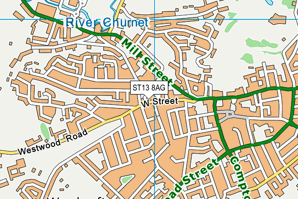 ST13 8AG map - OS VectorMap District (Ordnance Survey)