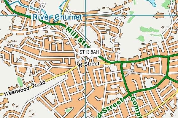 ST13 8AH map - OS VectorMap District (Ordnance Survey)