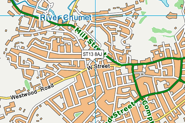 ST13 8AJ map - OS VectorMap District (Ordnance Survey)