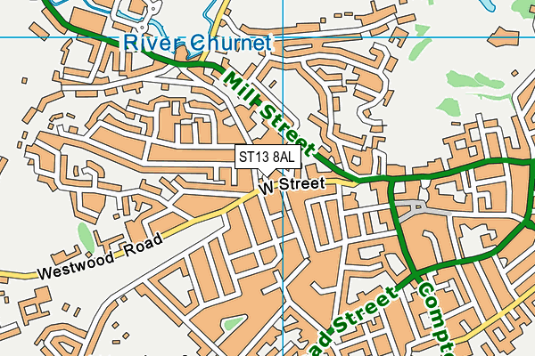 ST13 8AL map - OS VectorMap District (Ordnance Survey)