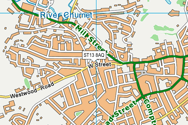 ST13 8AQ map - OS VectorMap District (Ordnance Survey)