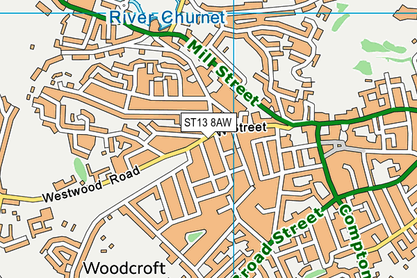 ST13 8AW map - OS VectorMap District (Ordnance Survey)