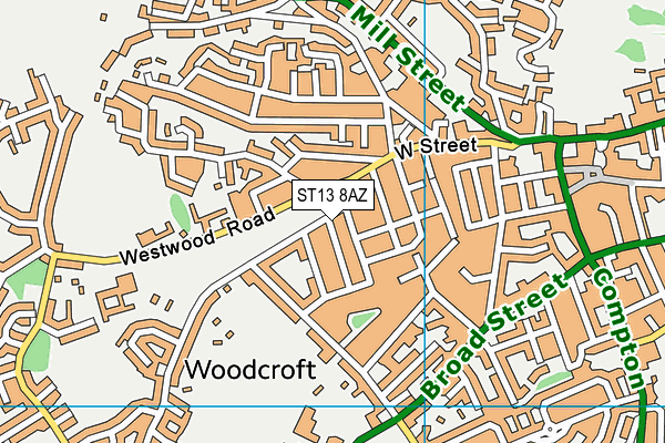 ST13 8AZ map - OS VectorMap District (Ordnance Survey)