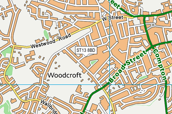 ST13 8BD map - OS VectorMap District (Ordnance Survey)