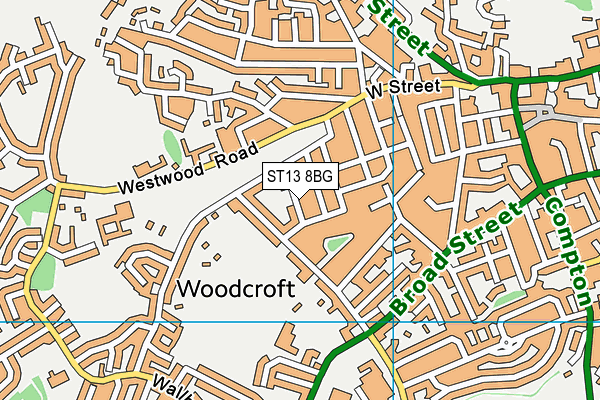 ST13 8BG map - OS VectorMap District (Ordnance Survey)