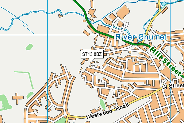 ST13 8BZ map - OS VectorMap District (Ordnance Survey)
