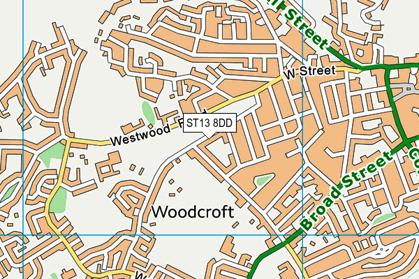 ST13 8DD map - OS VectorMap District (Ordnance Survey)