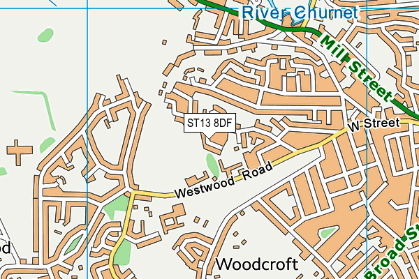 ST13 8DF map - OS VectorMap District (Ordnance Survey)