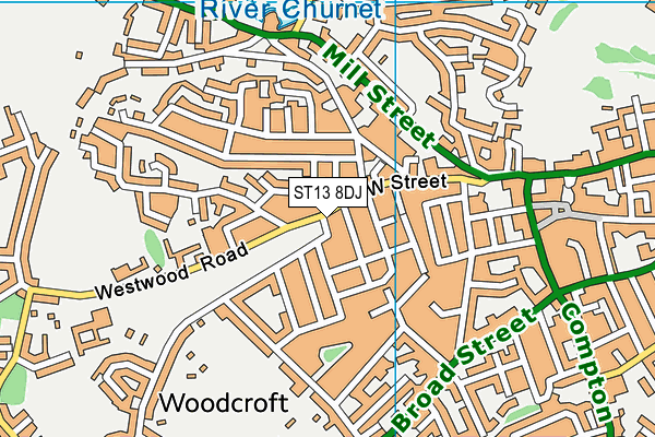 ST13 8DJ map - OS VectorMap District (Ordnance Survey)