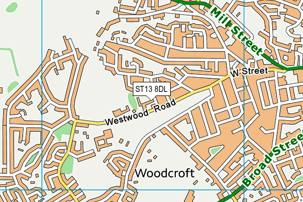 ST13 8DL map - OS VectorMap District (Ordnance Survey)