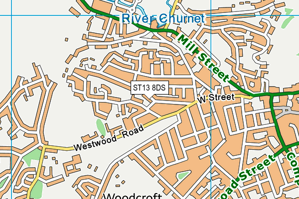 ST13 8DS map - OS VectorMap District (Ordnance Survey)