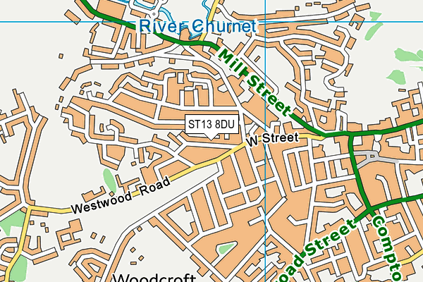 ST13 8DU map - OS VectorMap District (Ordnance Survey)