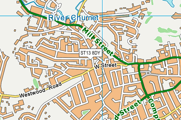 ST13 8DY map - OS VectorMap District (Ordnance Survey)