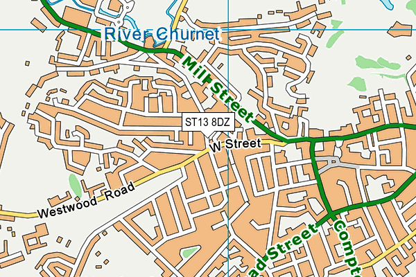 ST13 8DZ map - OS VectorMap District (Ordnance Survey)