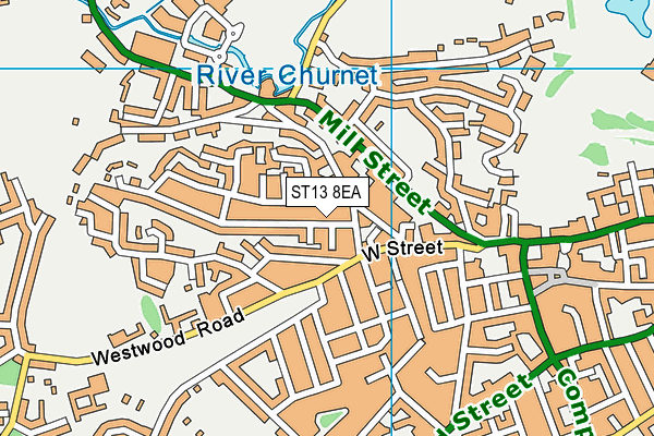 ST13 8EA map - OS VectorMap District (Ordnance Survey)