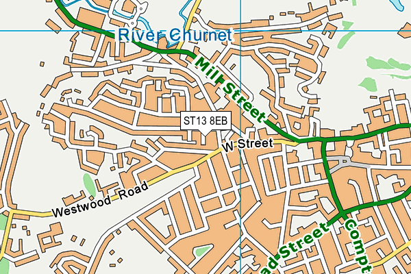 ST13 8EB map - OS VectorMap District (Ordnance Survey)