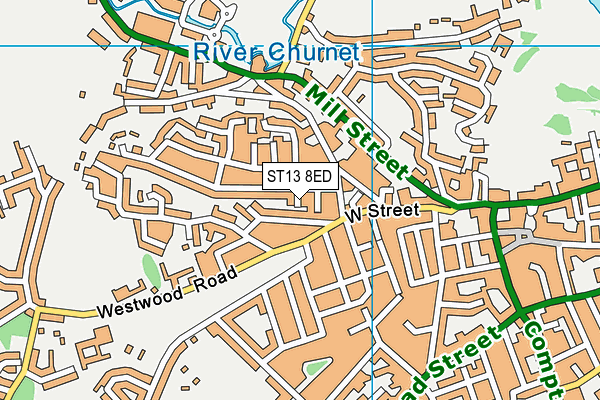 ST13 8ED map - OS VectorMap District (Ordnance Survey)