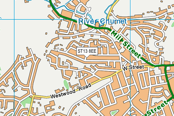 ST13 8EE map - OS VectorMap District (Ordnance Survey)