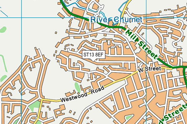 ST13 8EF map - OS VectorMap District (Ordnance Survey)