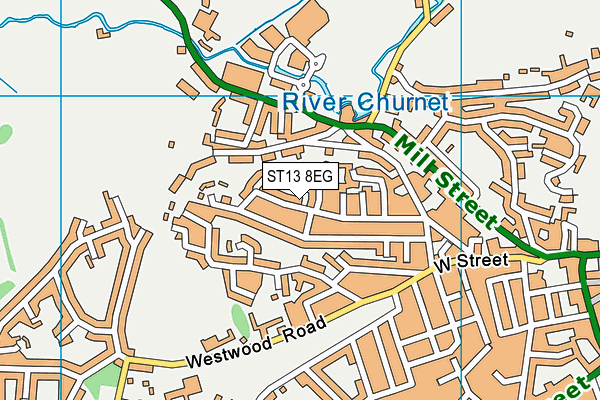 ST13 8EG map - OS VectorMap District (Ordnance Survey)