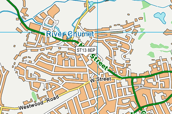 ST13 8EP map - OS VectorMap District (Ordnance Survey)