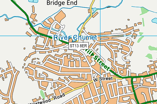 ST13 8ER map - OS VectorMap District (Ordnance Survey)