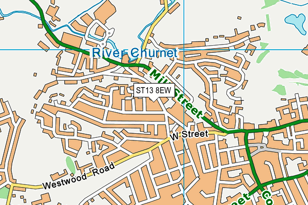 ST13 8EW map - OS VectorMap District (Ordnance Survey)