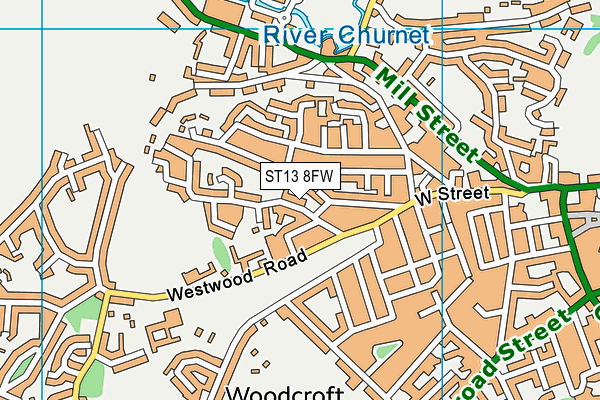 ST13 8FW map - OS VectorMap District (Ordnance Survey)