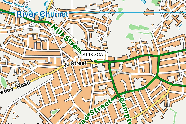 ST13 8GA map - OS VectorMap District (Ordnance Survey)