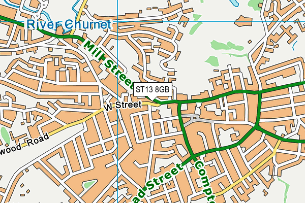 ST13 8GB map - OS VectorMap District (Ordnance Survey)