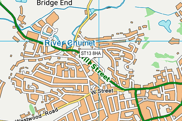 ST13 8HA map - OS VectorMap District (Ordnance Survey)