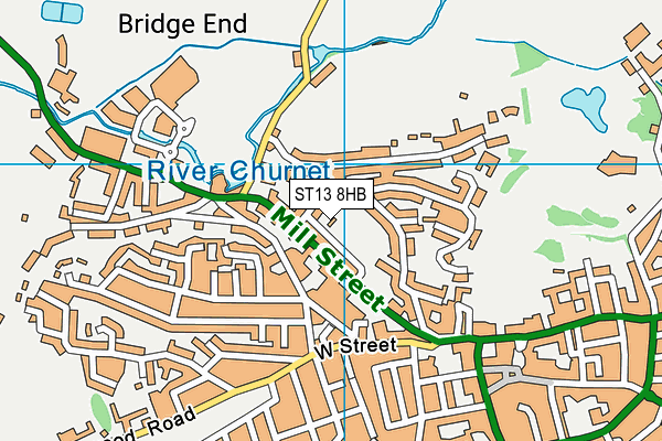 ST13 8HB map - OS VectorMap District (Ordnance Survey)