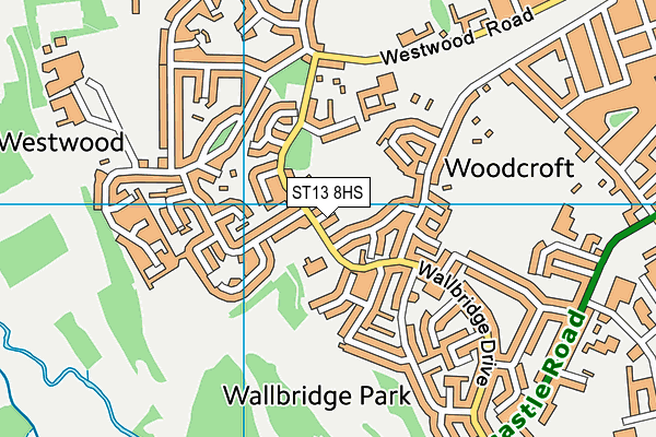 ST13 8HS map - OS VectorMap District (Ordnance Survey)