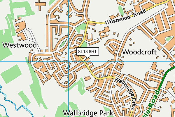 ST13 8HT map - OS VectorMap District (Ordnance Survey)