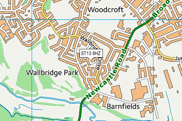 ST13 8HZ map - OS VectorMap District (Ordnance Survey)