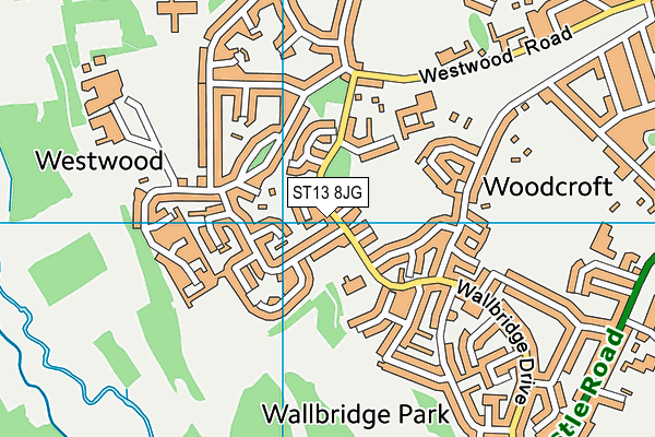 Woodcroft Academy map (ST13 8JG) - OS VectorMap District (Ordnance Survey)