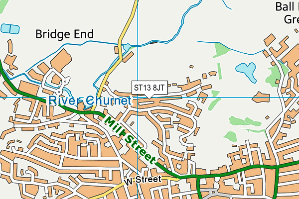 ST13 8JT map - OS VectorMap District (Ordnance Survey)