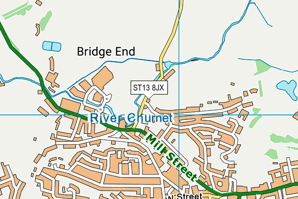ST13 8JX map - OS VectorMap District (Ordnance Survey)