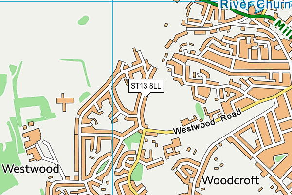 ST13 8LL map - OS VectorMap District (Ordnance Survey)